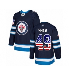 Youth Winnipeg Jets #49 Logan Shaw Authentic Navy Blue USA Flag Fashion Hockey Jersey