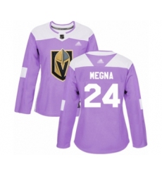 Women's Vegas Golden Knights #24 Jaycob Megna Authentic Purple Fights Cancer Practice Hockey Jersey