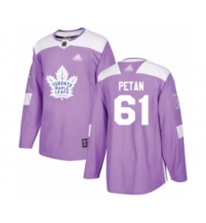 Men's Toronto Maple Leafs #61 Nic Petan Authentic Purple Fights Cancer Practice Hockey Jersey