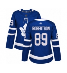 Women's Toronto Maple Leafs #89 Nicholas Robertson Authentic Royal Blue Home Hockey Jersey