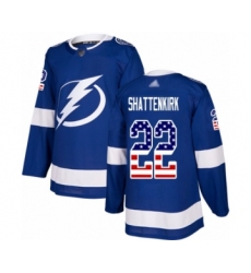 Men's Tampa Bay Lightning #22 Kevin Shattenkirk Authentic Blue USA Flag Fashion Hockey Jersey