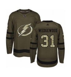 Men's Tampa Bay Lightning #31 Scott Wedgewood Authentic Green Salute to Service Hockey Jersey