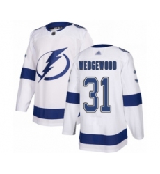 Men's Tampa Bay Lightning #31 Scott Wedgewood Authentic White Away Hockey Jersey