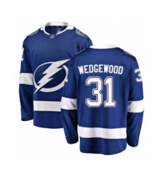 Men's Tampa Bay Lightning #31 Scott Wedgewood Fanatics Branded Blue Home Breakaway Hockey Jersey