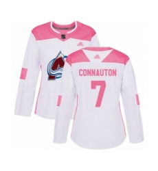 Women's Colorado Avalanche #7 Kevin Connauton Authentic White Pink Fashion Hockey Jersey