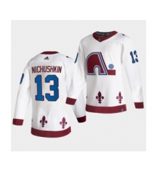 Men's Colorado Avalanche #13 Valeri Nichushkin 2020-21 White Reverse Retro Stitched Jersey