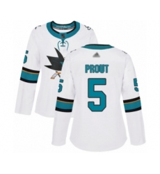 Women's San Jose Sharks #5 Dalton Prout Authentic White Away Hockey Jersey