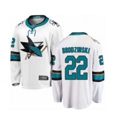 Men's San Jose Sharks #22 Jonny Brodzinski Fanatics Branded White Away Breakaway Hockey Jersey