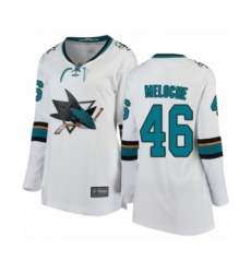 Women's San Jose Sharks #46 Nicolas Meloche Fanatics Branded White Away Breakaway Hockey Jersey