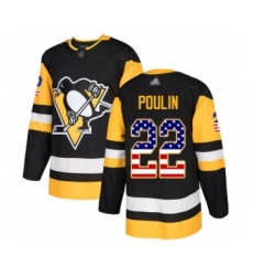 Youth Pittsburgh Penguins #22 Samuel Poulin Authentic Black USA Flag Fashion Hockey Jersey