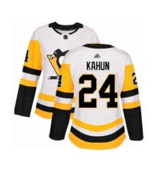 Women's Pittsburgh Penguins #24 Dominik Kahun Authentic White Away Hockey Jersey
