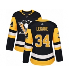 Women's Pittsburgh Penguins #34 Nathan Legare Authentic Black Home Hockey Jersey
