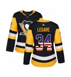 Women's Pittsburgh Penguins #34 Nathan Legare Authentic Black USA Flag Fashion Hockey Jersey