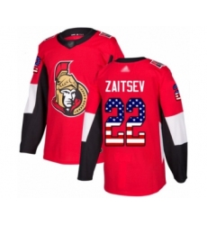 Men's Ottawa Senators #22 Nikita Zaitsev Authentic Red USA Flag Fashion Hockey Jersey
