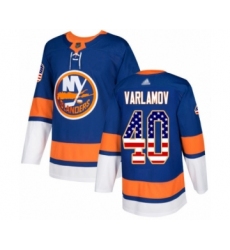 Men's New York Islanders #40 Semyon Varlamov Authentic Royal Blue USA Flag Fashion Hockey Jersey