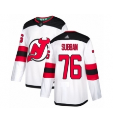 Men's New Jersey Devils #76 P. K. Subban Authentic White Away Hockey Jersey