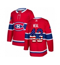 Youth Montreal Canadiens #43 Jordan Weal Authentic Red USA Flag Fashion Hockey Jersey