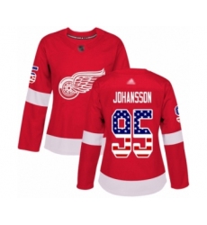 Women's Detroit Red Wings #95 Albert Johansson Authentic Red USA Flag Fashion Hockey Jersey