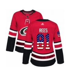 Women's Carolina Hurricanes #81 Jamieson Rees Authentic Red USA Flag Fashion Hockey Jersey