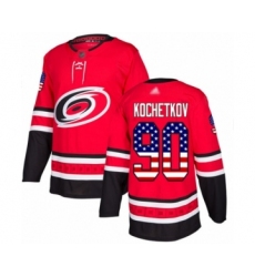 Youth Carolina Hurricanes #90 Pyotr Kochetkov Authentic Red USA Flag Fashion Hockey Jersey
