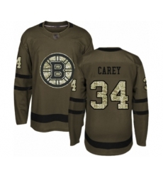 Youth Boston Bruins #34 Paul Carey Authentic Green Salute to Service Hockey Jersey