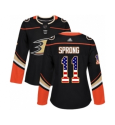 Women's Anaheim Ducks #11 Daniel Sprong Authentic Black USA Flag Fashion Hockey Jersey