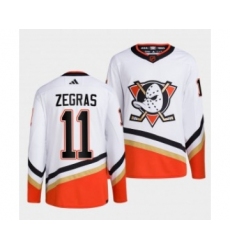 Men's Anaheim Ducks #11 Trevor Zegras White 2022-23 Reverse Retro Stitched Jersey