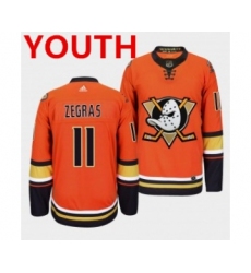 Youth Anaheim Ducks #11 Trevor Zegras Orange Authentic Adidas Jersey