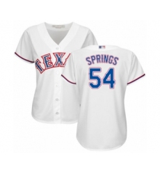 Women's Texas Rangers #54 Jeffrey Springs Authentic White Home Cool Base Baseball Player Jersey