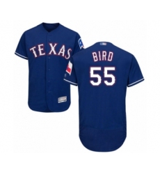 Men's Texas Rangers #55 Kyle Bird Royal Blue Alternate Flex Base Authentic Collection Baseball Player Jersey
