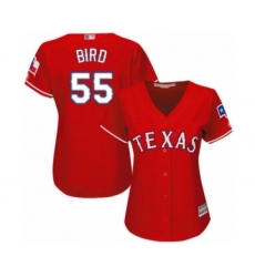 Women's Texas Rangers #55 Kyle Bird Authentic Red Alternate Cool Base Baseball Player Jersey