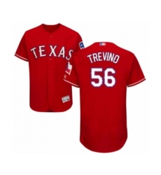Men's Texas Rangers #56 Jose Trevino Red Alternate Flex Base Authentic Collection Baseball Player Jersey