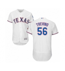 Men's Texas Rangers #56 Jose Trevino White Home Flex Base Authentic Collection Baseball Player Jersey
