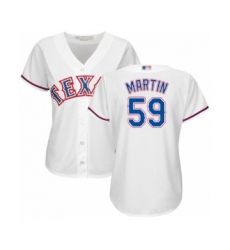 Women's Texas Rangers #59 Brett Martin Authentic White Home Cool Base Baseball Player Jersey