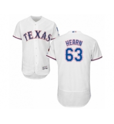 Men's Texas Rangers #63 Taylor Hearn White Home Flex Base Authentic Collection Baseball Player Jersey