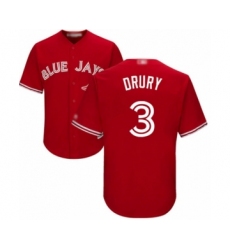 Youth Toronto Blue Jays #3 Brandon Drury Authentic Scarlet Alternate Baseball Player Jersey