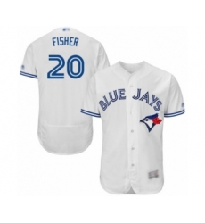 Men's Toronto Blue Jays #20 Derek Fisher White Home Flex Base Authentic Collection Baseball Player Jersey