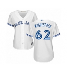 Women's Toronto Blue Jays #62 Jacob Waguespack Authentic White Home Baseball Player Jersey