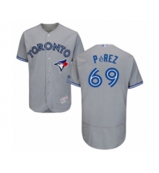Men's Toronto Blue Jays #69 Hector Perez Grey Road Flex Base Authentic Collection Baseball Player Jersey