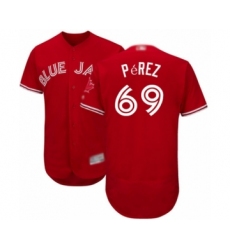 Men's Toronto Blue Jays #69 Hector Perez Scarlet Alternate Flex Base Authentic Collection Alternate Baseball Player Jersey