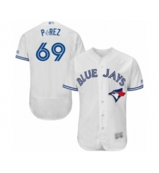 Men's Toronto Blue Jays #69 Hector Perez White Home Flex Base Authentic Collection Baseball Player Jersey
