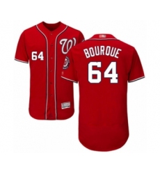Men's Washington Nationals #64 James Bourque Red Alternate Flex Base Authentic Collection Baseball Player Jersey