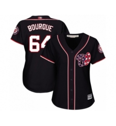 Women's Washington Nationals #64 James Bourque Authentic Navy Blue Alternate 2 Cool Base Baseball Player Jersey