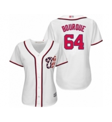 Women's Washington Nationals #64 James Bourque Authentic White Home Cool Base Baseball Player Jersey