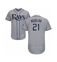 Men's Tampa Bay Rays #21 Jesus Aguilar Grey Road Flex Base Authentic Collection Baseball Player Jersey