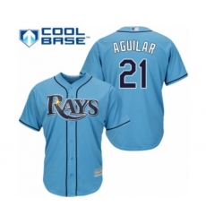 Youth Tampa Bay Rays #21 Jesus Aguilar Authentic Light Blue Alternate 2 Cool Base Baseball Player Jersey