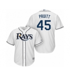 Youth Tampa Bay Rays #45 Austin Pruitt Authentic White Home Cool Base Baseball Player Jersey
