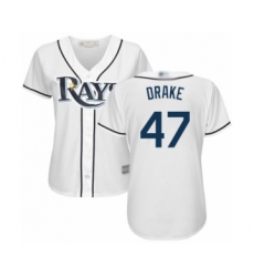 Women's Tampa Bay Rays #47 Oliver Drake Authentic White Home Cool Base Baseball Player Jersey