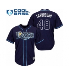 Youth Tampa Bay Rays #48 Ryan Yarbrough Authentic Navy Blue Alternate Cool Base Baseball Player Jersey