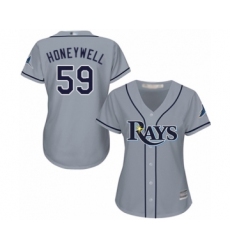 Women's Tampa Bay Rays #59 Brent Honeywell Authentic Grey Road Cool Base Baseball Player Jersey